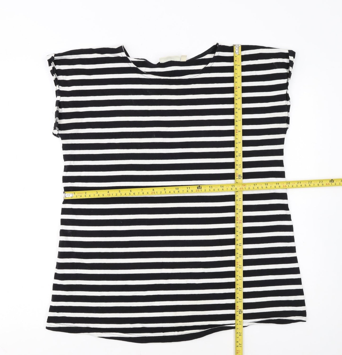 JoJo Maman Bébé Women’s Black Striped Cotton T-Shirt M
