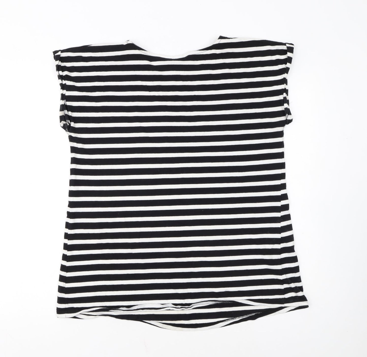 JoJo Maman Bébé Women’s Black Striped Cotton T-Shirt M