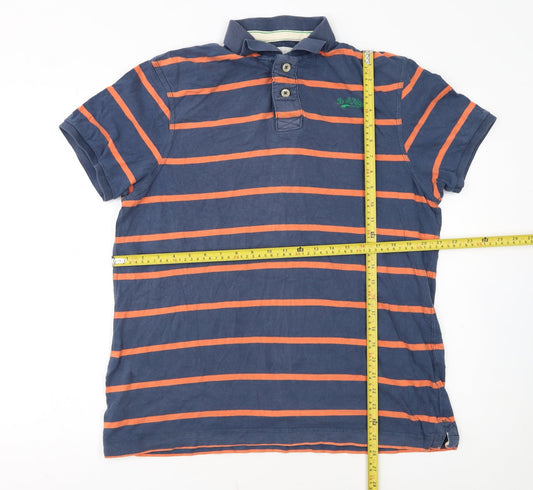 Drift King Men’s Blue Striped Cotton Polo Shirt L Casual