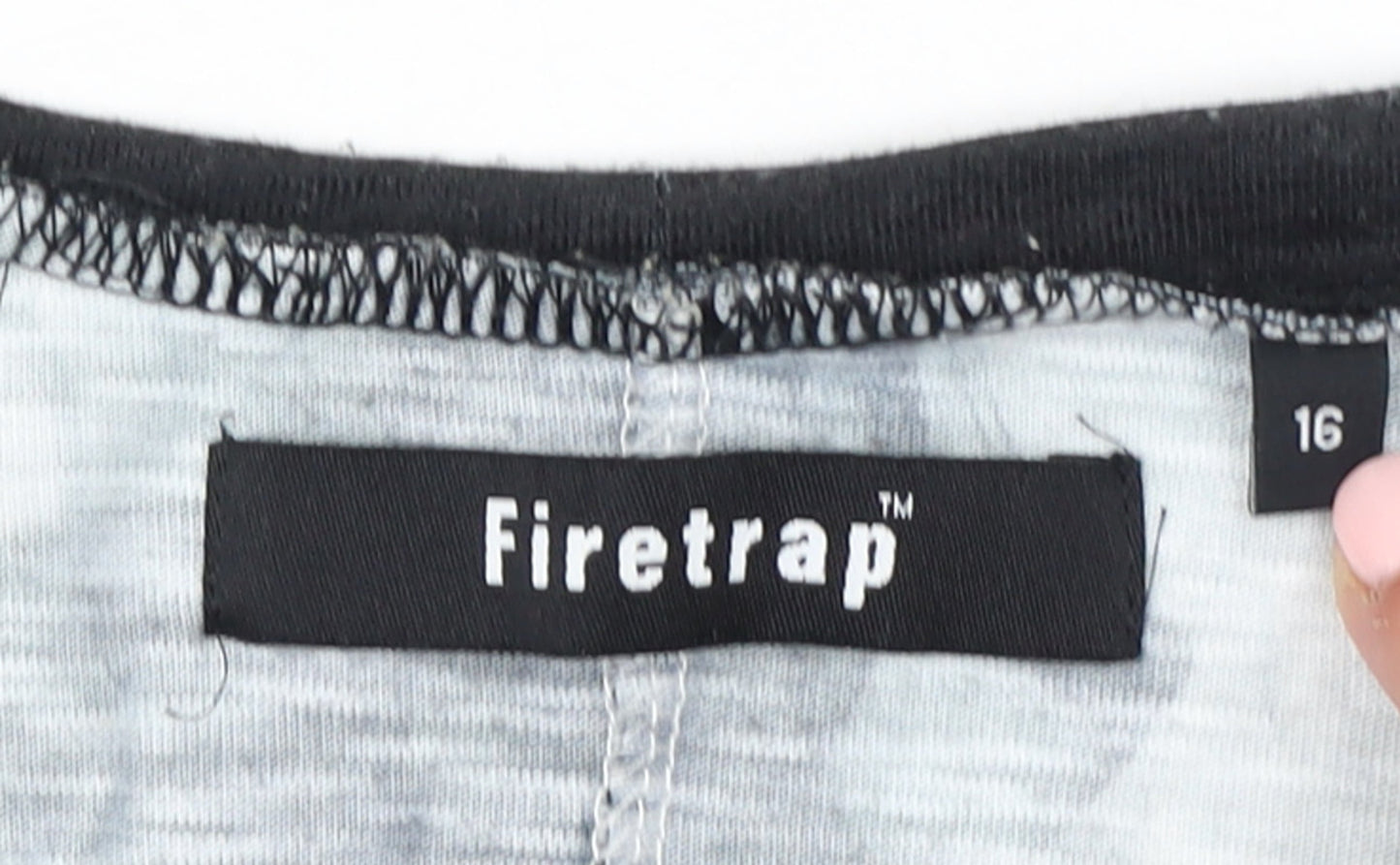 Firetrap Women's Black & White Relaxed Fit T-Shirt Size 16