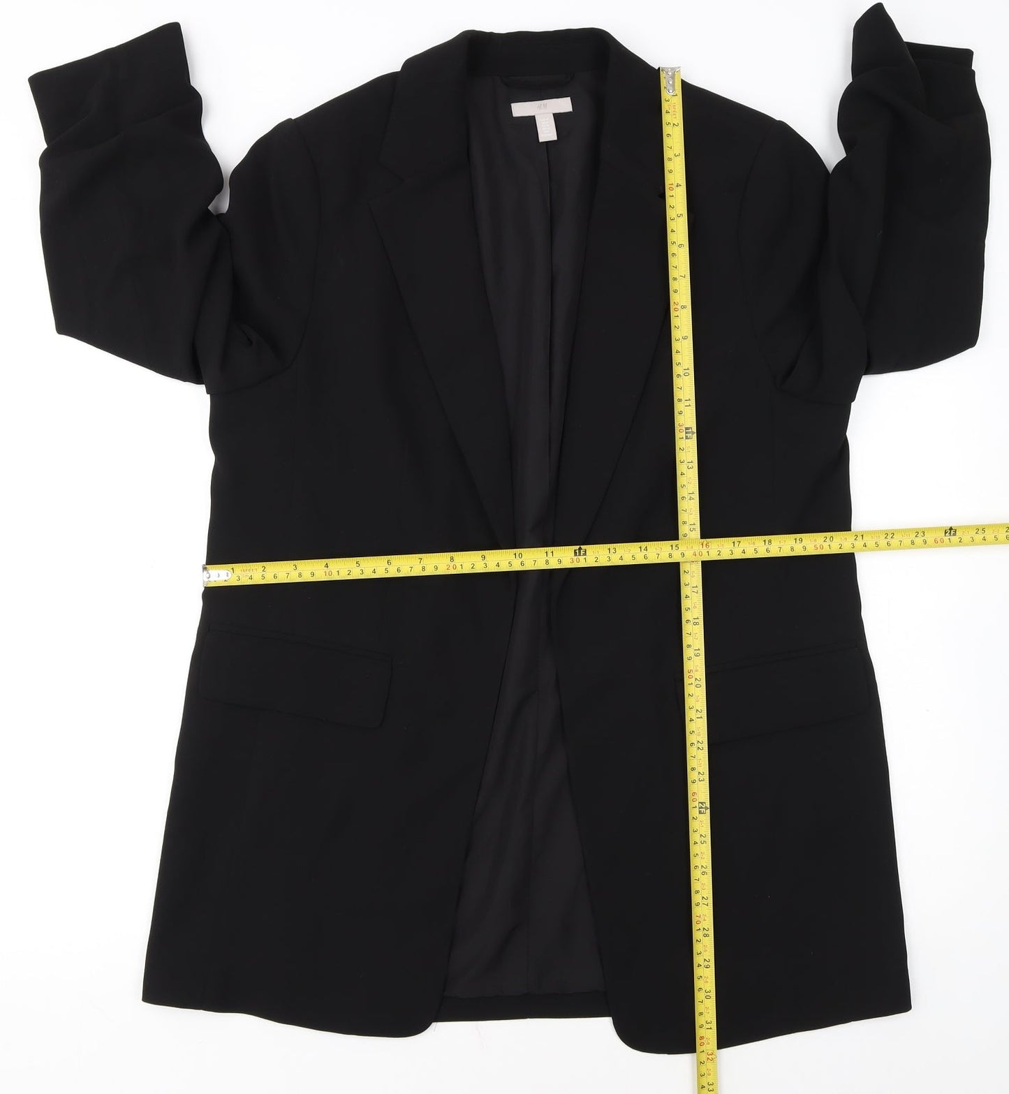 H&M Women Black Polyester Single-Breasted Blazer UK 12