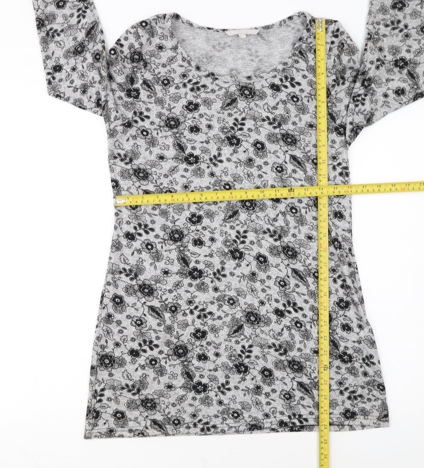 Pebble Bay Women Grey Floral Knit Shift Dress Size 12