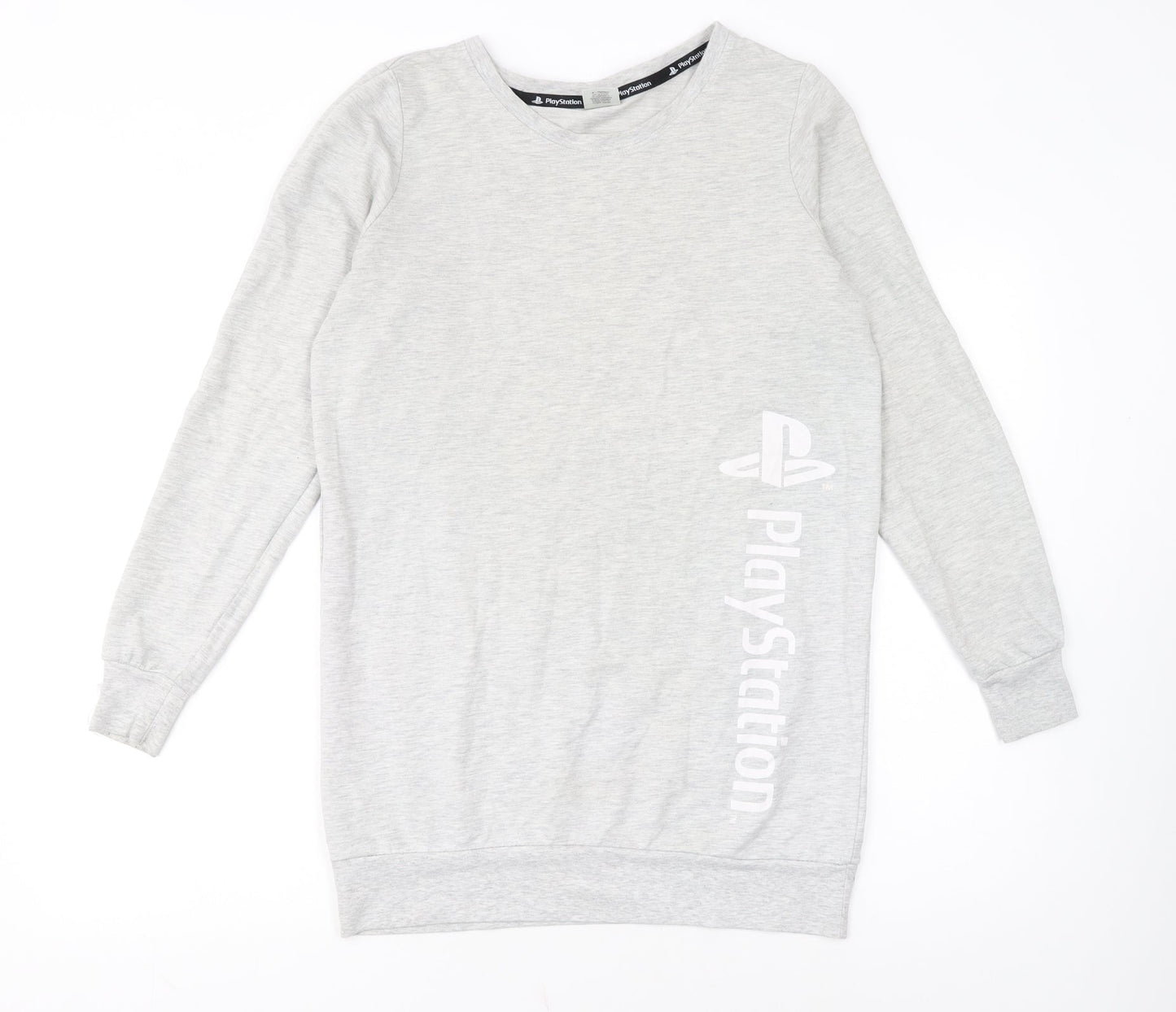 PlayStation Womens Grey Long Sleeve Logo Cotton T-Shirt Size 8