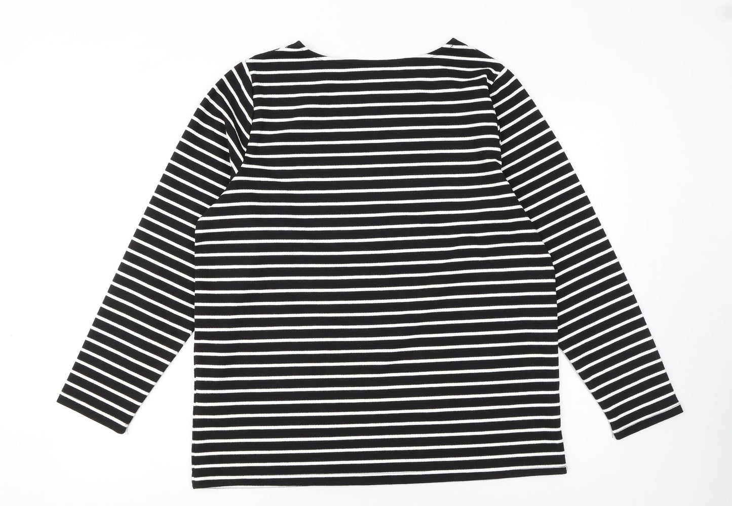 Bonmarché Women Black Striped Long Sleeve Pullover Jumper Size 14