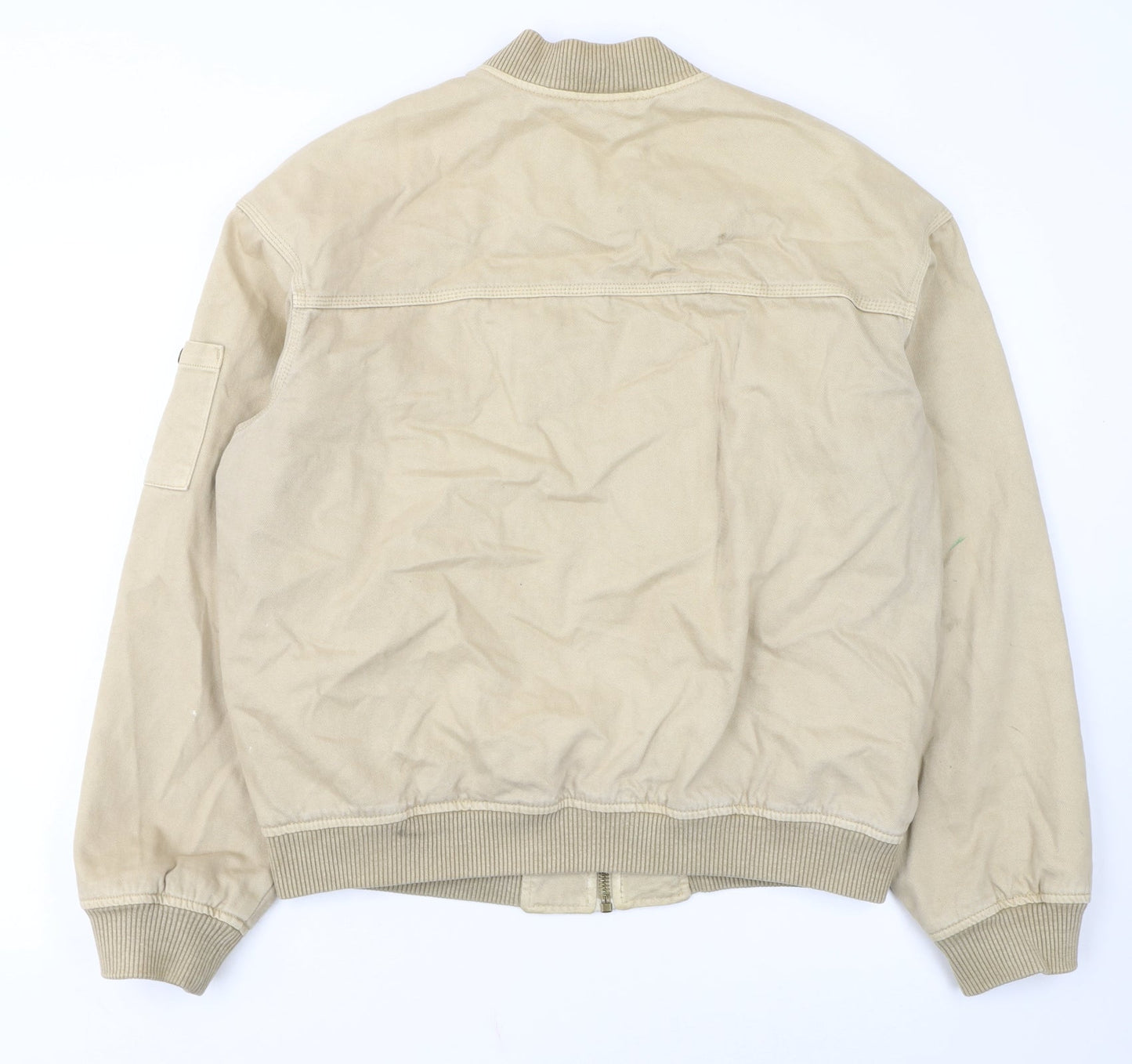 Zara Women Beige Cotton Bomber Jacket L Casual Lightweight