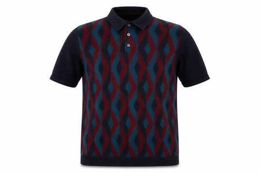 Next Men's Multicoloured Geometric Cotton Polo Shirt Size M