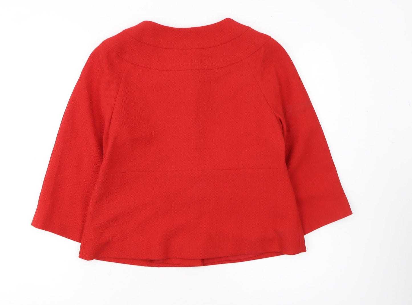 Laura Ashley Women Red Wool Blend Short Blazer Jacket Size 12