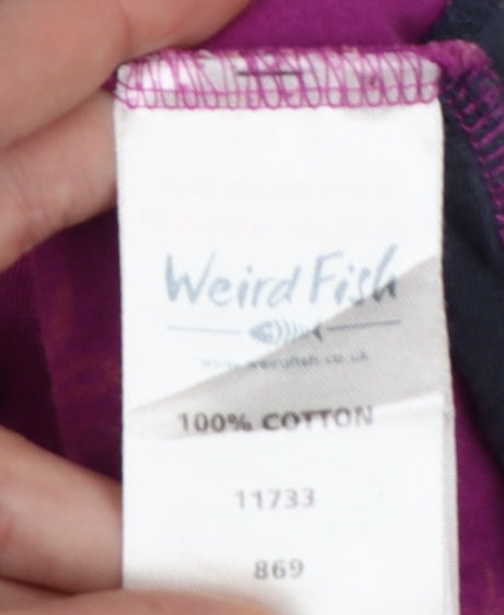 Weird Fish Womens Purple Floral Cotton T-Shirt Size 12