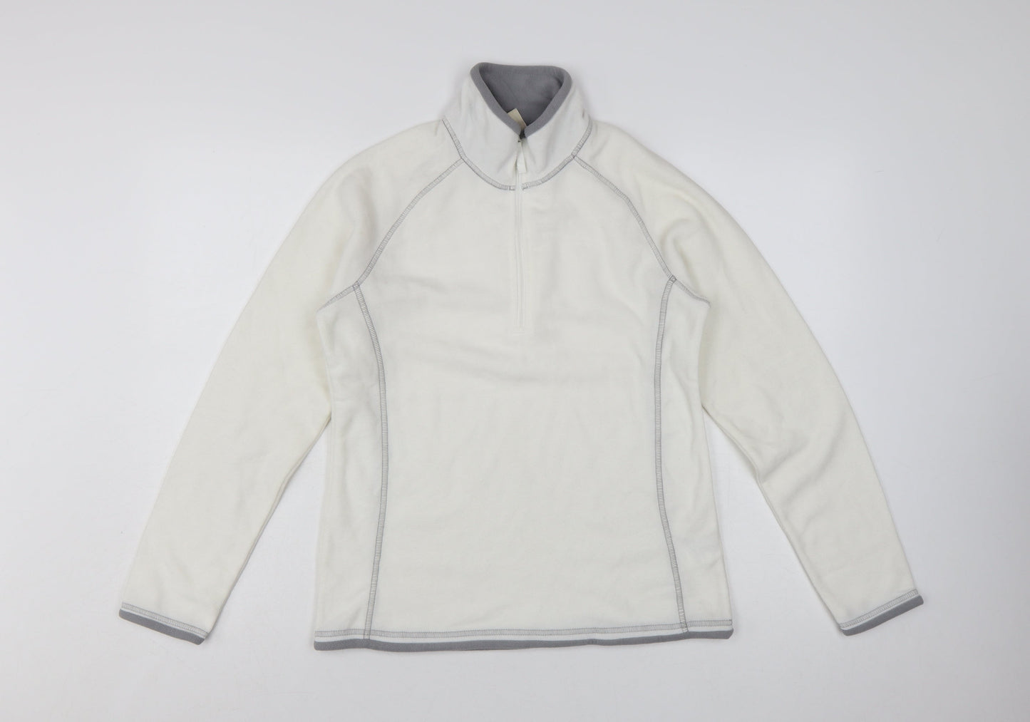 Mountain Warehouse Womens Ivory Fleece Pullover UK 10 1/2 Zip Sweatshirt