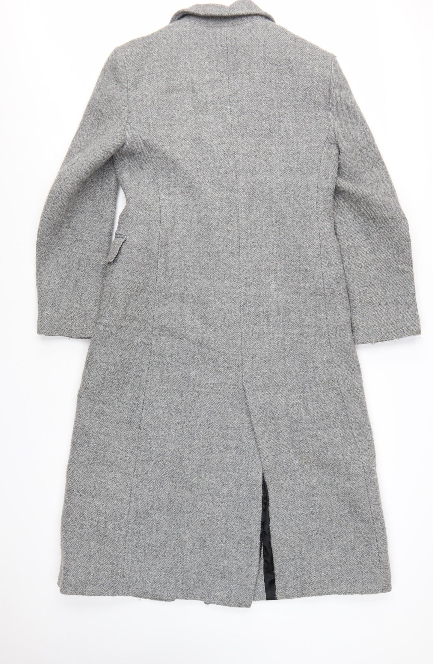 Zara Women Grey Wool Blend Long Overcoat Size 12 Classic Style