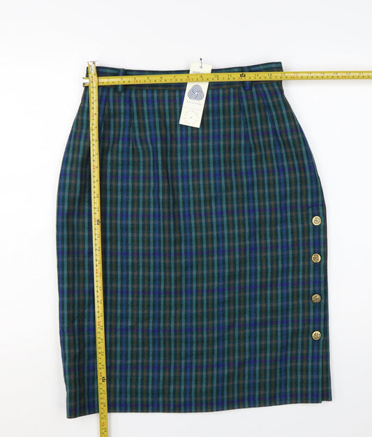 Country Casuals Women’s Multicoloured Wool Check Pencil Skirt Size 14