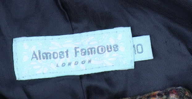 Almost Famous London Women’s Multicoloured Wool Blend Pea Coat Size 10