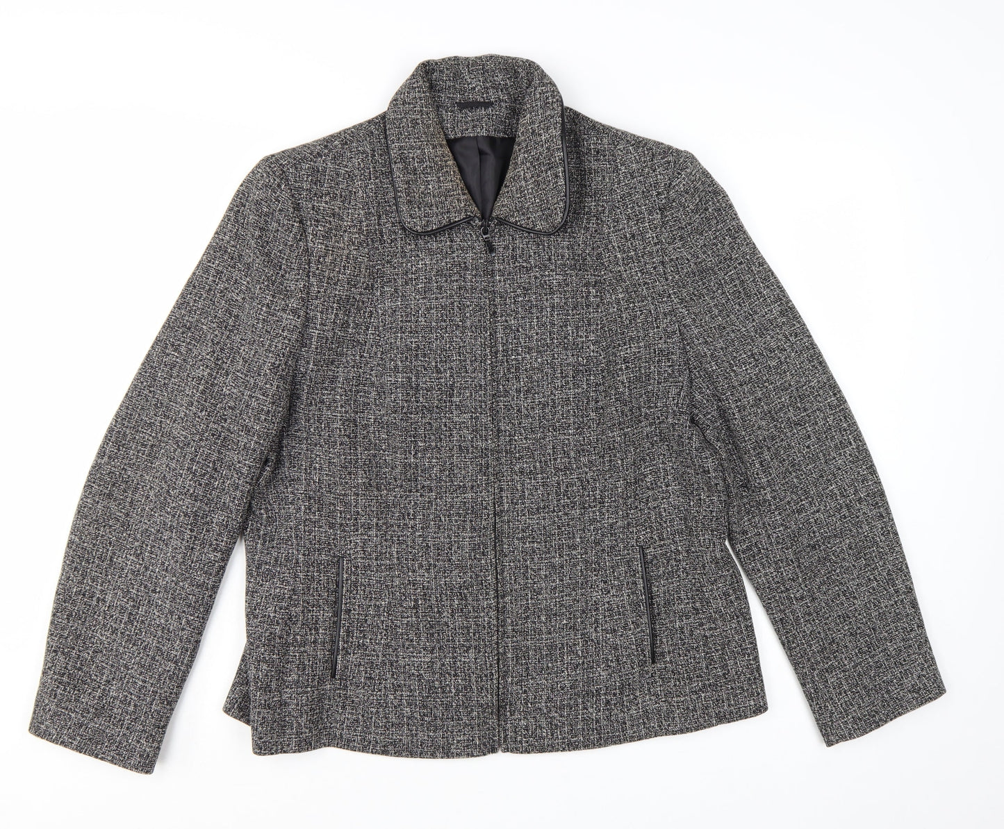 Berkertex Women's Grey Tweed Zip-Up Jacket Size 16 Lined Classic Style