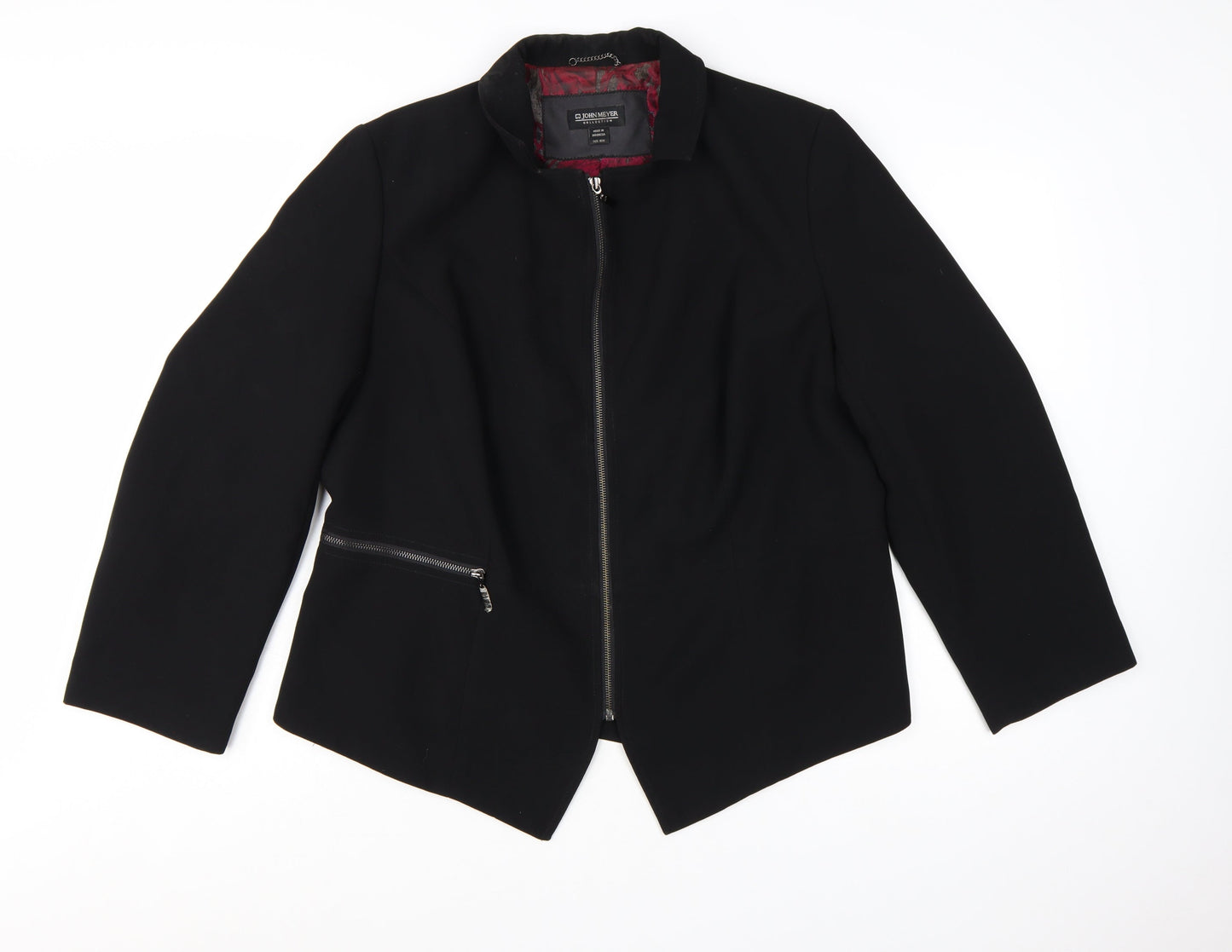John Meyer Women's Black Plus Size 16 Lined Zip Suit Jacket