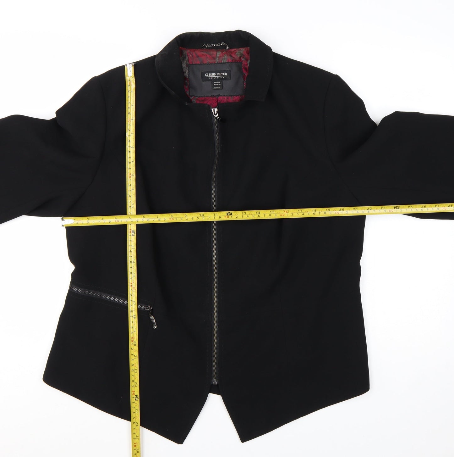 John Meyer Women's Black Plus Size 16 Lined Zip Suit Jacket