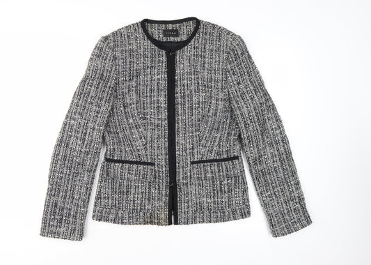 Linea Women Grey Bouclé Tweed Blazer Jacket Size 14 Wool Blend