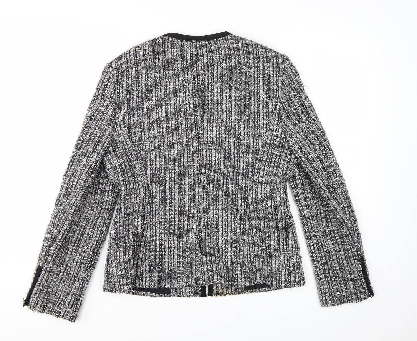 Linea Women Grey Bouclé Tweed Blazer Jacket Size 14 Wool Blend