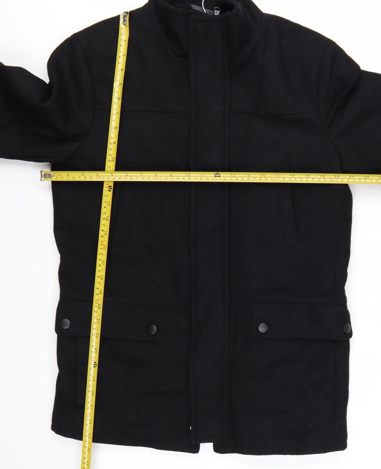 Kenneth Cole Reaction Men's Black Wool Blend Mid-Length Overcoat Size S