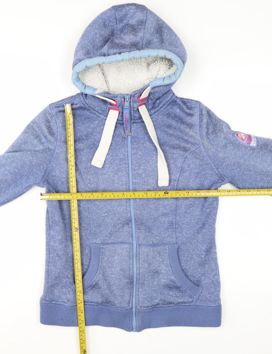 Superdry Women Blue Full Zip Hoodie Lined L Size Casual Sweatshirt