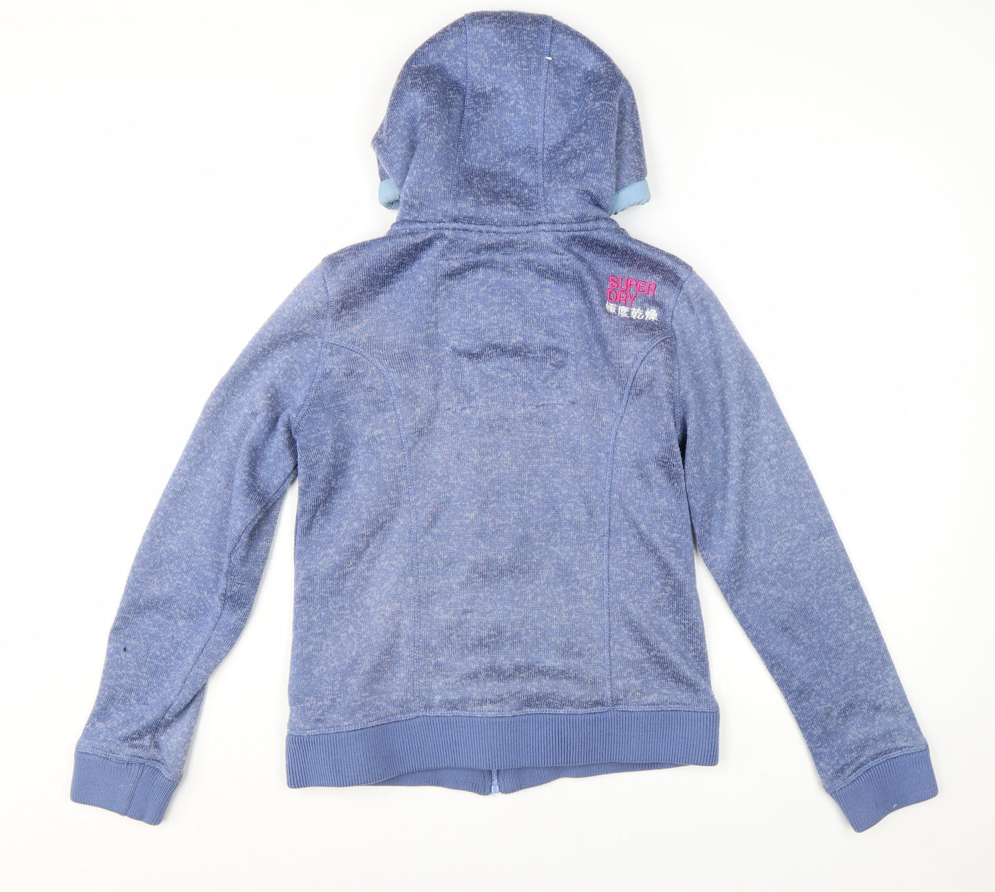 Superdry Women Blue Full Zip Hoodie Lined L Size Casual Sweatshirt