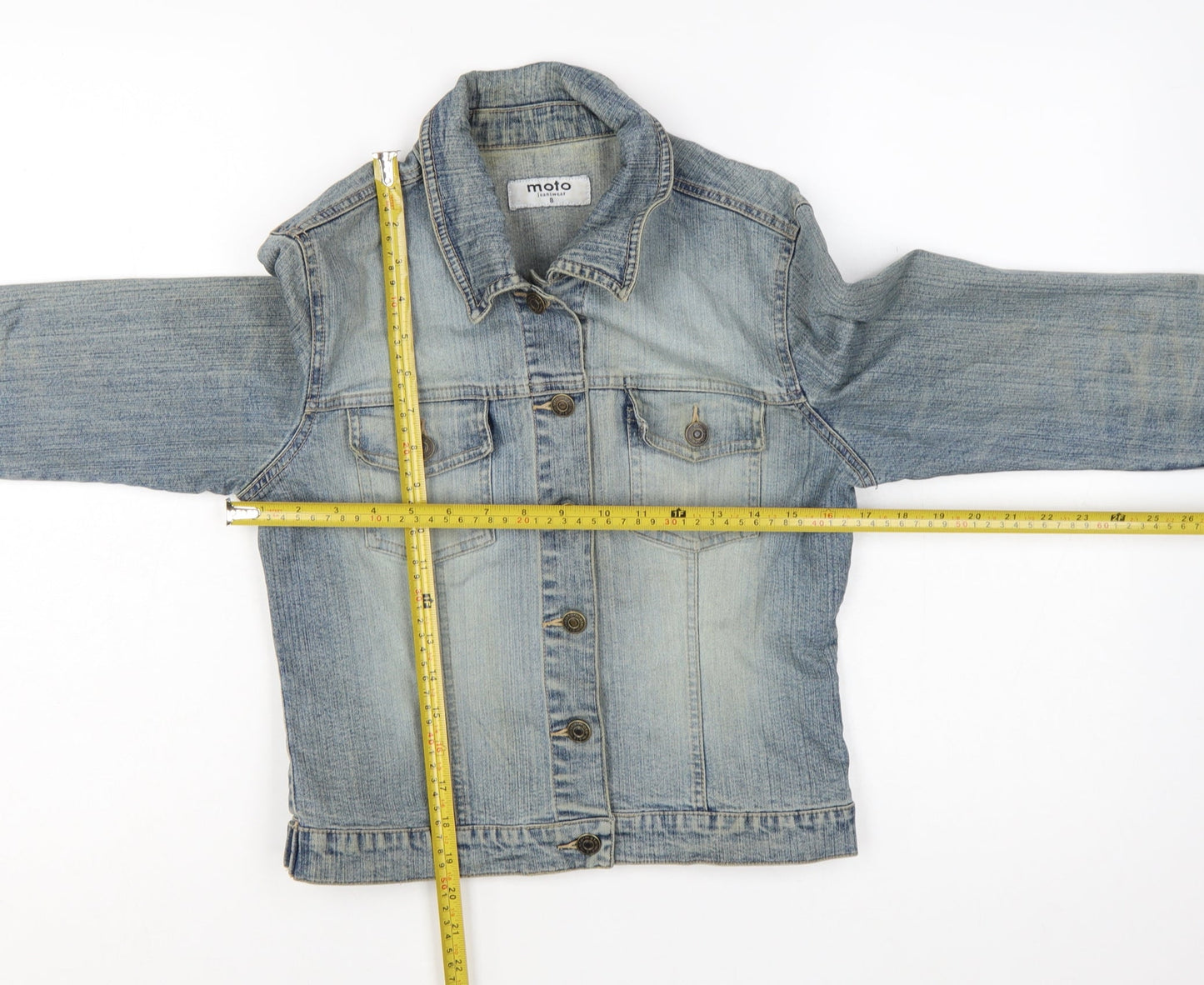 Moto Womens Blue Denim Basic Jacket Size 8