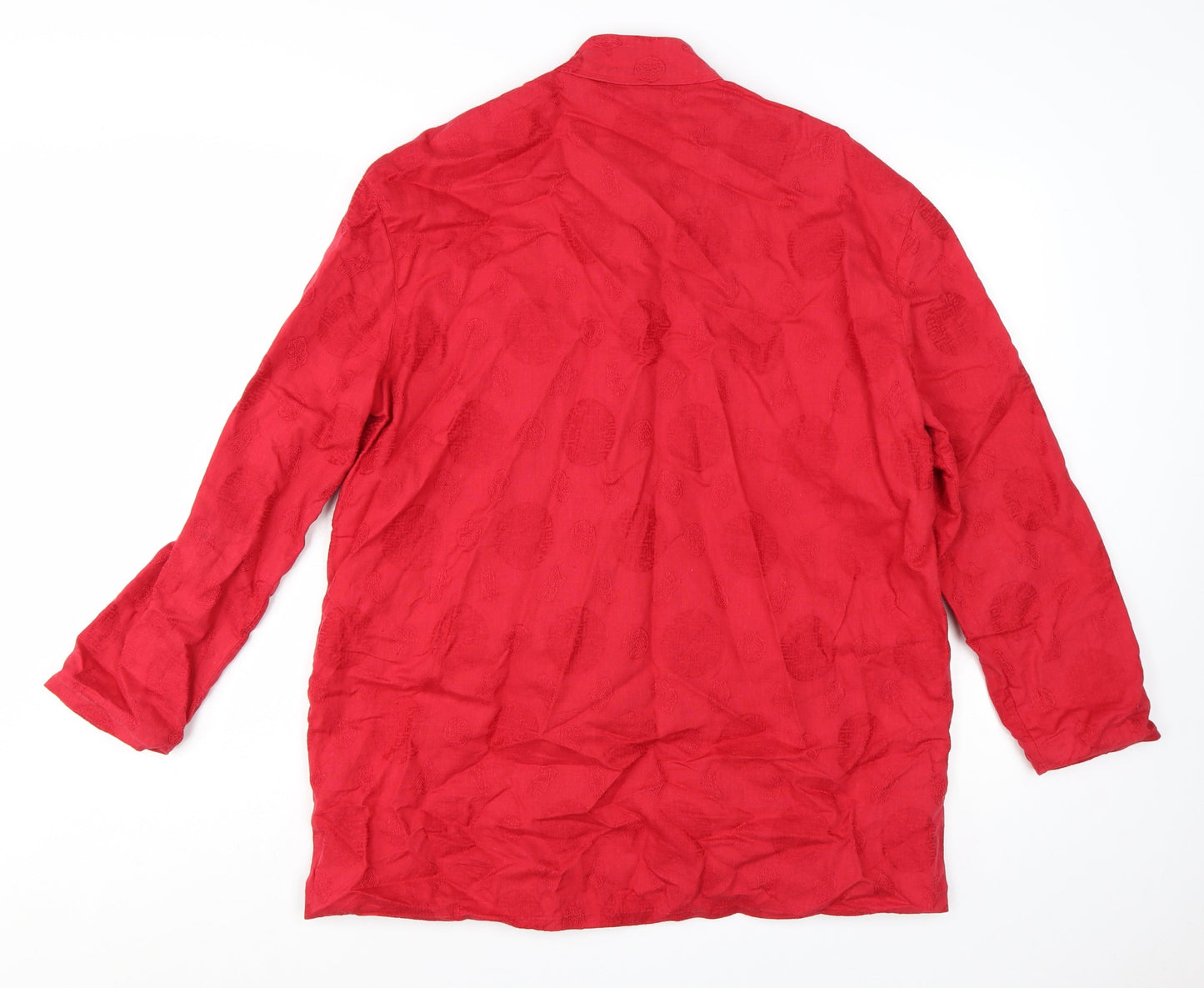 EAST Womens Red Linen Blend Kimono Jacket Size 14 Long Sleeve