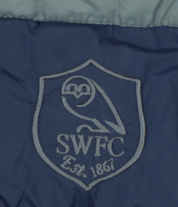 SWFC Mens Blue L Hooded Puffer Waistcoat Gilet Football Jacket