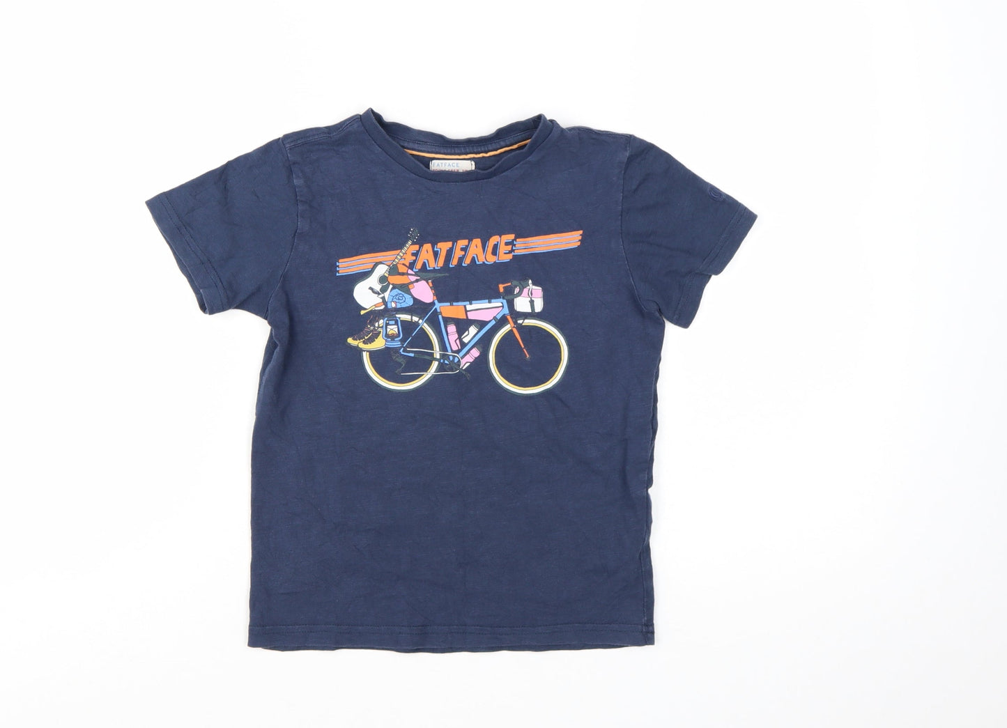 FatFace Boys Blue Cotton Graphic Bicycle T-Shirt 7-8 Years