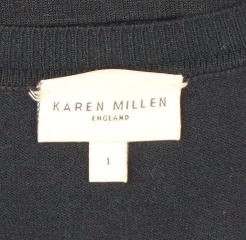 Karen Millen Women’s Black Bodycon Knit Dress Size 8 Half Sleeve