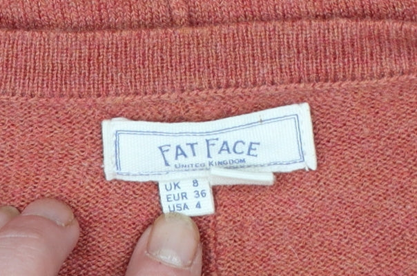 Fat Face Women’s Orange V-Neck Button Cardigan Size 8