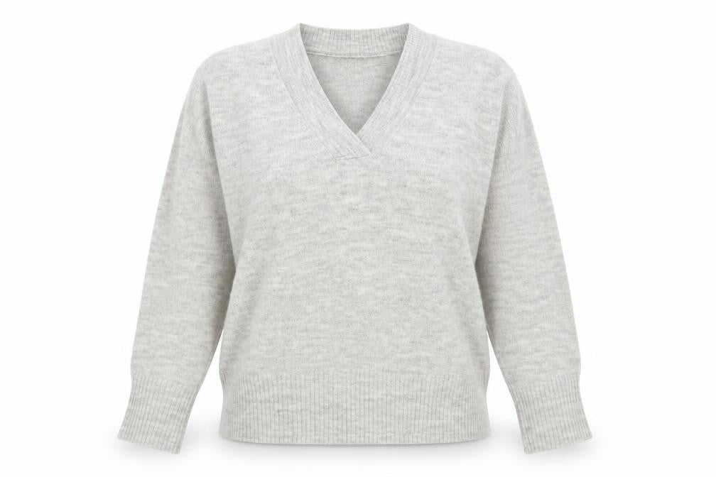 Mint Velvet Women Grey V-Neck Knit Pullover Jumper Size S