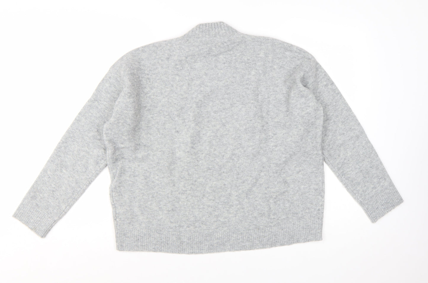 Uniqlo Women Grey Wool Blend Mock Neck Pullover Jumper Size M