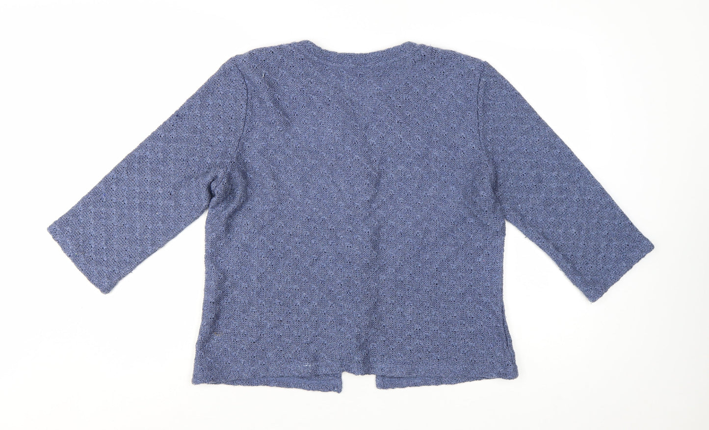 Marks and Spencer Per Una Blue Cardigan Women Large Beaded Knit 3/4 Sleeve