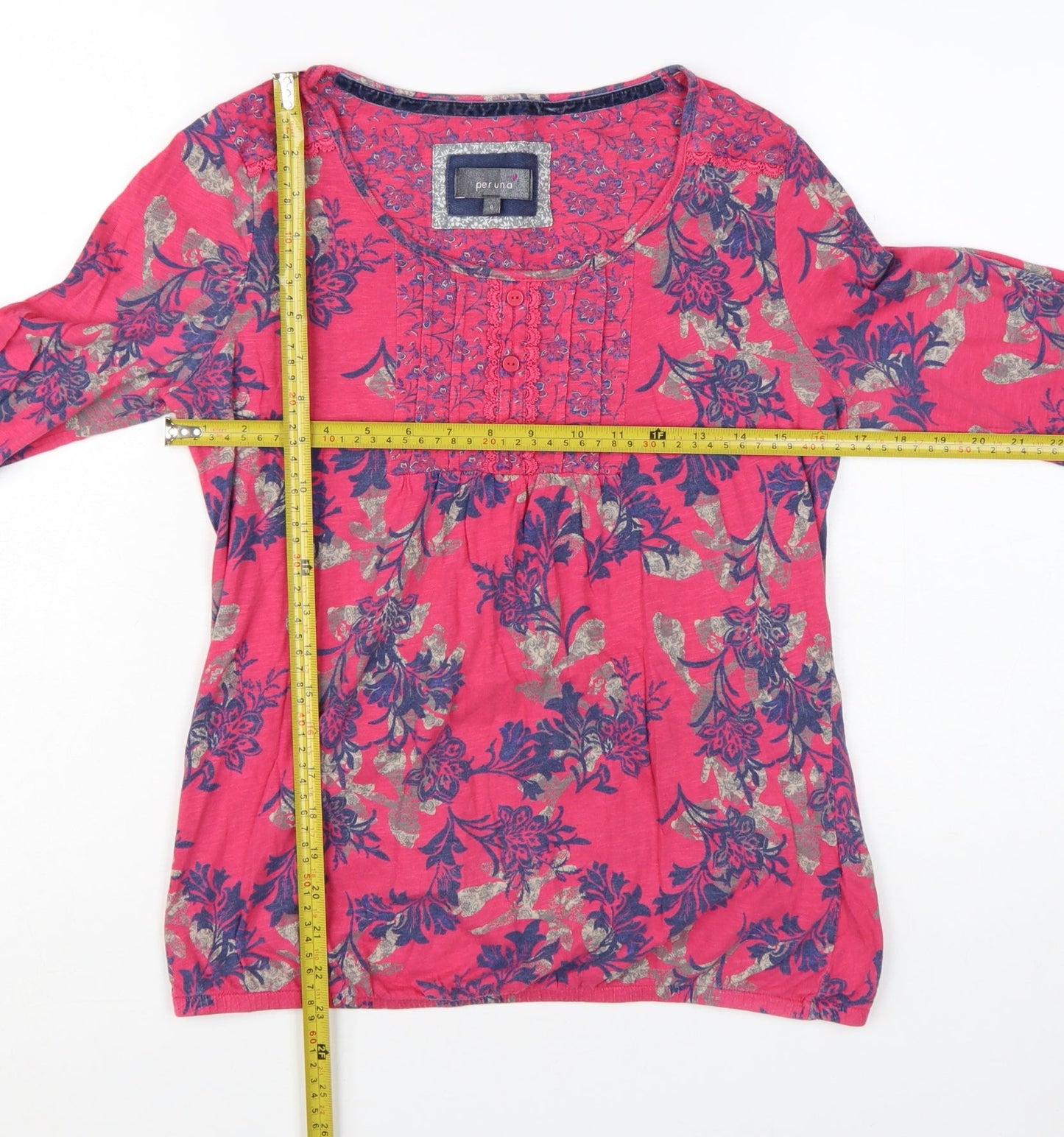 Marks and Spencer Per Una Women's Pink Floral Cotton Tunic Blouse Size 8
