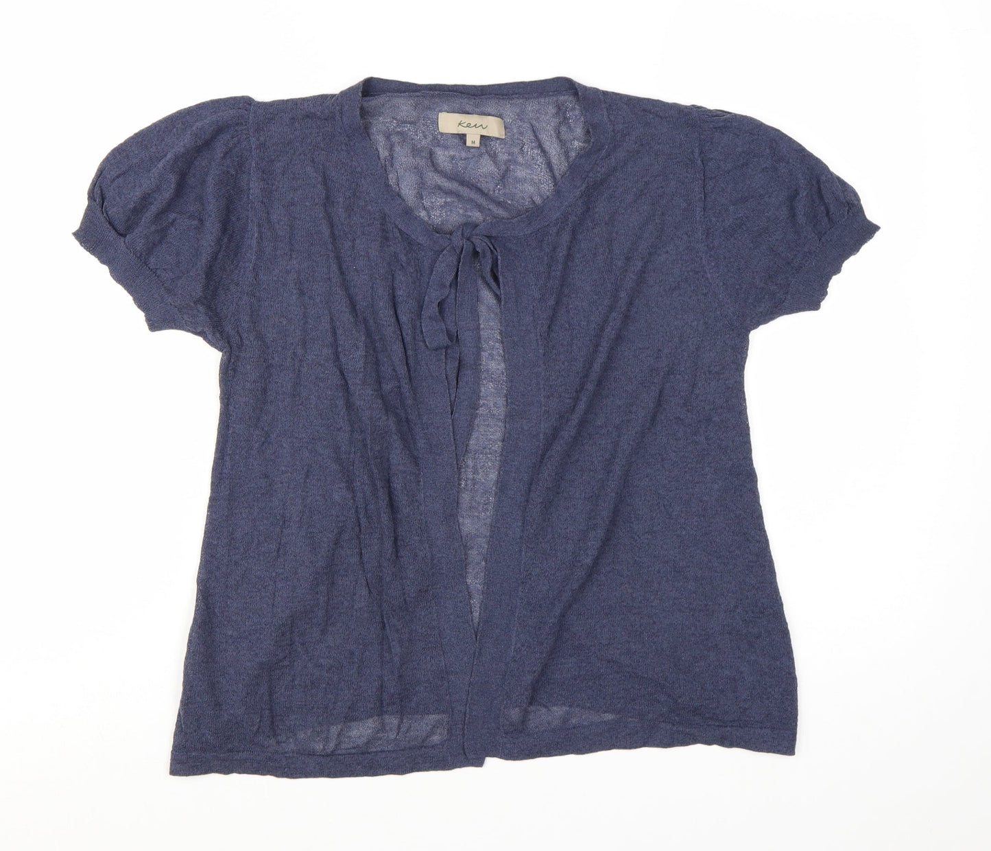 Kew Womens Blue Open Knit Short Sleeve Cardigan M