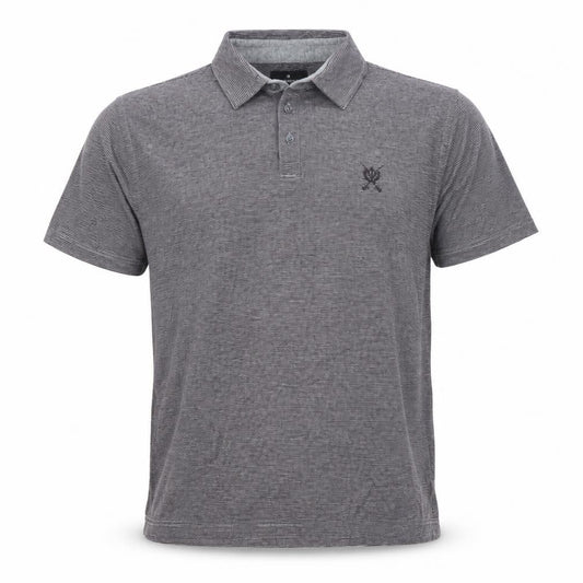 Jeff Banks Mens Grey Striped Cotton Polo Shirt Size L