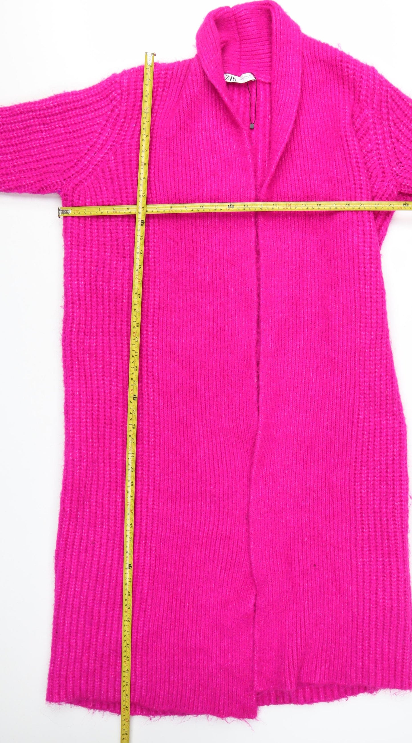 Zara Women Pink Chunky-Knit Long Cardigan XS