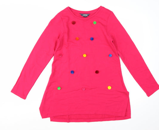 Lands' End Womens Pink Tunic Long Sleeve Cotton T-Shirt M 10-12