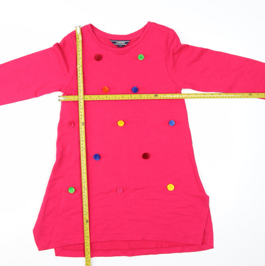 Lands' End Womens Pink Tunic Long Sleeve Cotton T-Shirt M 10-12