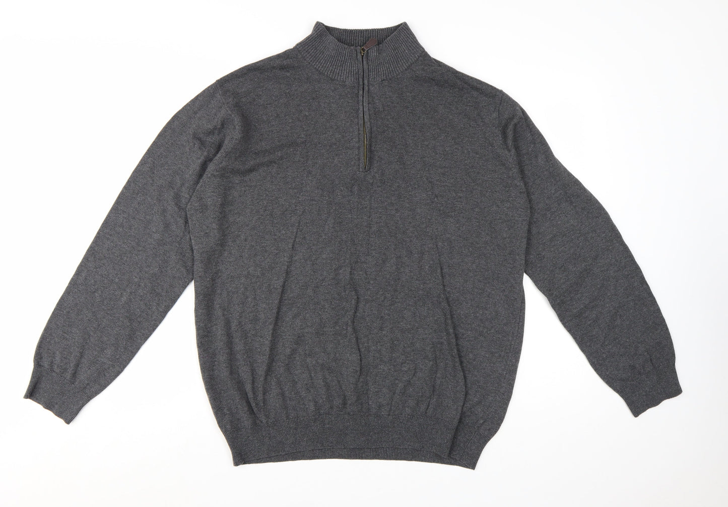 Brook Taverner Men's Grey XL 1/2 Zip Cotton Acrylic Jumper