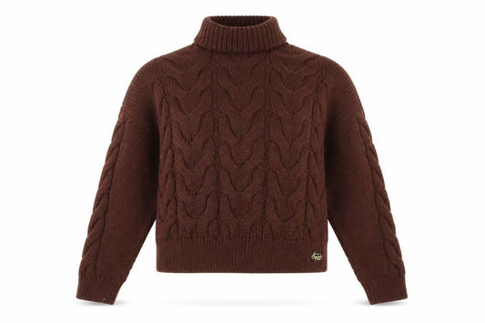 Superdry Womens Brown Roll Neck Cable Knit Jumper Size 12