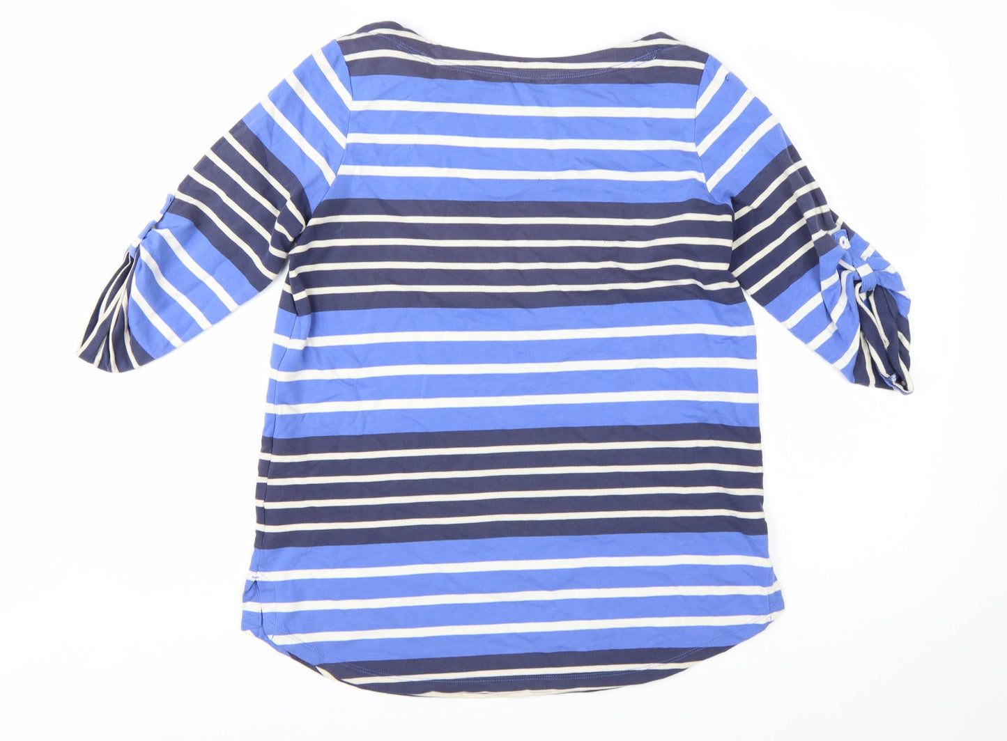 Lands' End Women's Blue Striped Cotton Jersey 3/4 Sleeve T-Shirt Size S