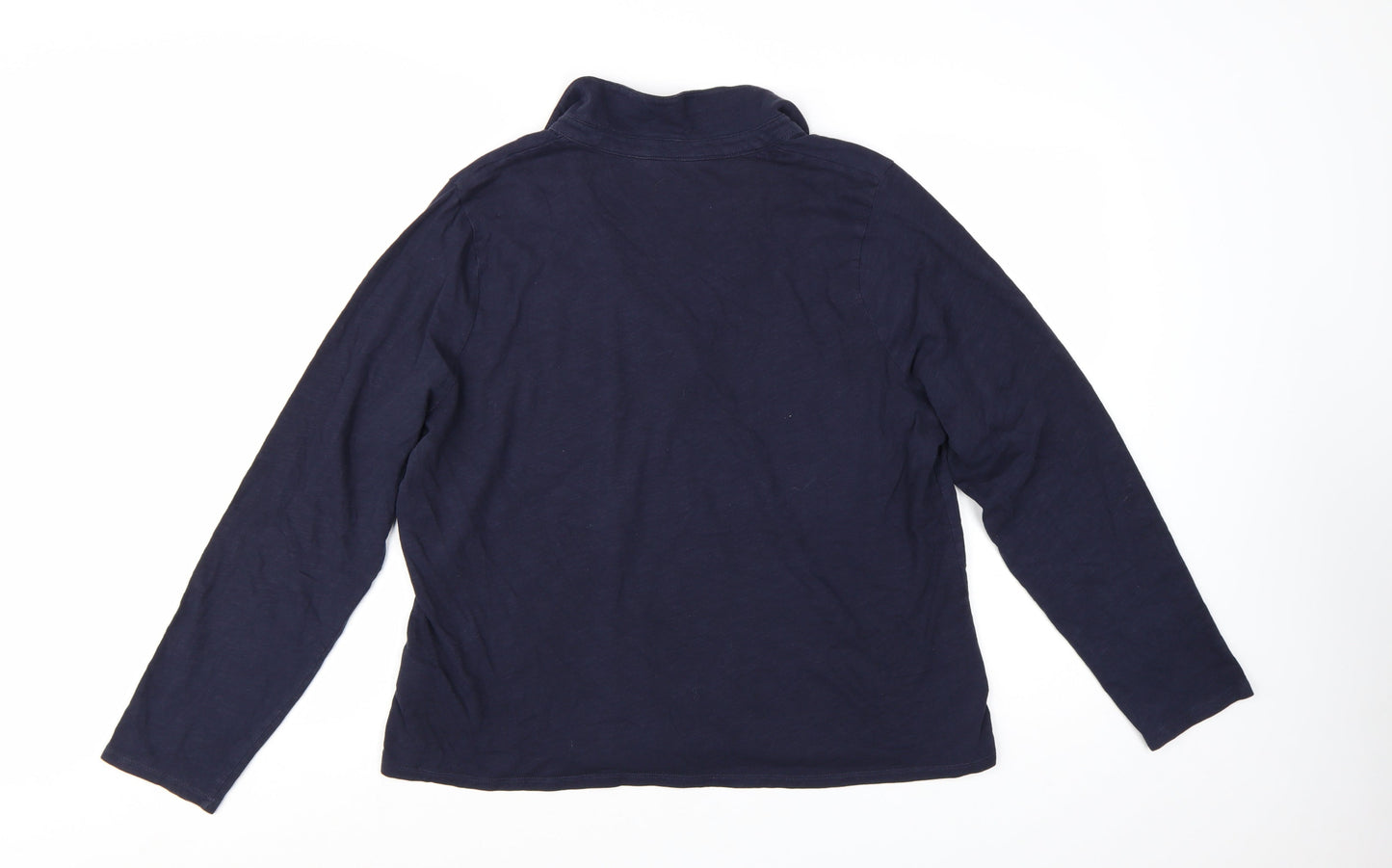 Boden Women Blue XL Long Sleeve Collared Cotton Jersey Polo Top