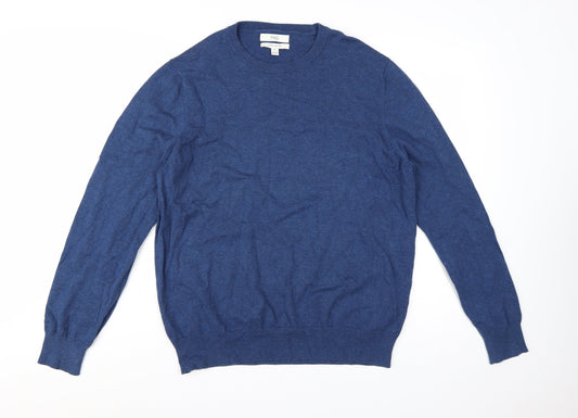 Marks and Spencer Men's Blue XL Pure Cotton Crew Neck Jumper