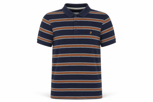 Farah Men's Blue Striped Cotton Polo Shirt Size S