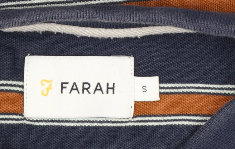 Farah Men's Blue Striped Cotton Polo Shirt Size S