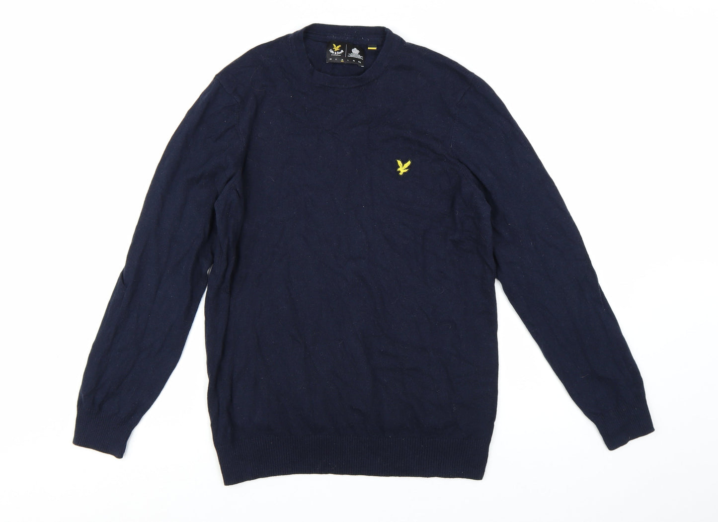 Lyle & Scott Men's Blue Crew Neck Cotton Wool Jumper L
