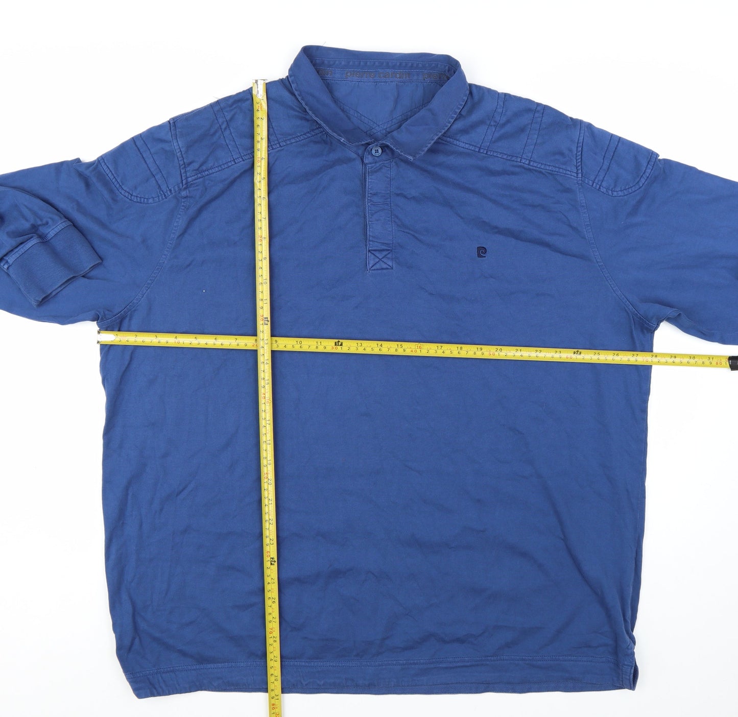 Pierre Cardin Men's Blue 3XL Long Sleeve Cotton Polo Shirt