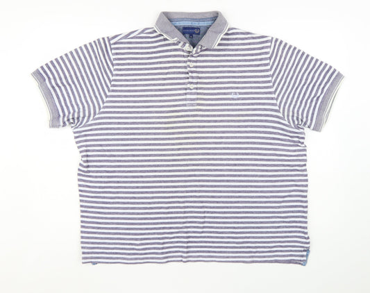 Lincoln Men’s Grey Striped Cotton Polo Shirt XL