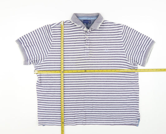 Lincoln Men’s Grey Striped Cotton Polo Shirt XL